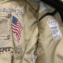 Cockpit USA Men's USAF Goatskin Leather A-2 Flight Jacket SZ M Distressed Brown