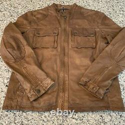 Cole Haan Brown Distressed Lambskin Leather Jacket Coat Men's Size Medium M NEW