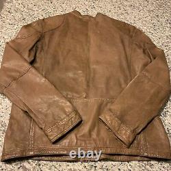 Cole Haan Brown Distressed Lambskin Leather Jacket Coat Men's Size Medium M NEW