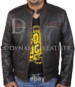 Contraband Mark Wahlberg's Mens Slim Fit Distressed REAL Leather Jacket