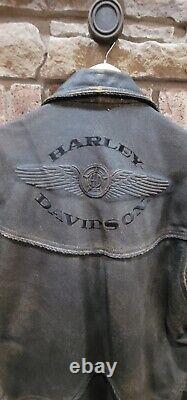 Cool Mens S Harley Davidson Motorcycle Distressed Billings Brown Leather Jacket