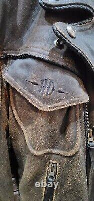 Cool Mens S Harley Davidson Motorcycle Distressed Billings Brown Leather Jacket