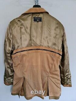 Crombie Leather Jacket Mens Tan Brown Suede Biker Military Bomber Size XL