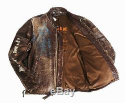 Custom The Great China Wall Distressed Cafe Racer Leather Jacket