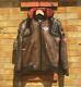Cyberpunk 2077 Led Collar Distressed Brown Leather Costume Embroidery Jacket Men