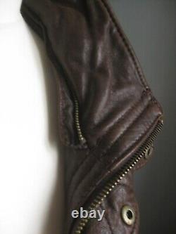 DISTRESSED LEATHER BIKER JACKET 46 48 50 bomber warm padded ANDREW MARC NEW YORK