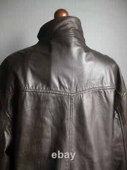 DISTRESSED LEATHER FIELD COAT JACKET XL 46 48 HIDEPARK soft real warm brown mens