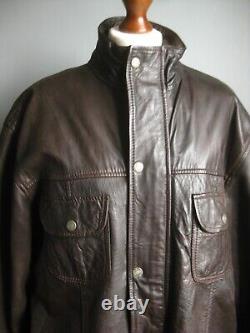DISTRESSED LEATHER FIELD COAT JACKET XL 46 48 HIDEPARK soft real warm brown mens