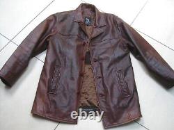 DISTRESSED LEATHER JACKET COAT 40 42 HELIUM red oxblood vintage western relaxed