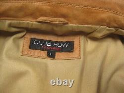 DISTRESSED LEATHER JACKET VINTAGE tan trucker large 40 42 mens real fight club