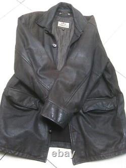 DISTRESSED VINTAGE LEATHER JACKET COAT Old faded 44 46 48 soft western XL mens