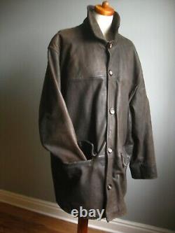 DISTRESSED VINTAGE LEATHER JACKET COAT Old faded 44 46 48 soft western XL mens