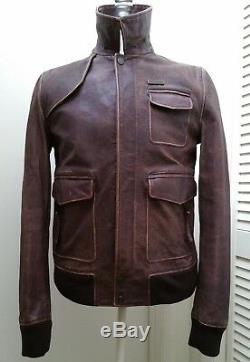 DSQUARED leather jacket brown bomber aviator distressed dsquared2 slim M 40 50