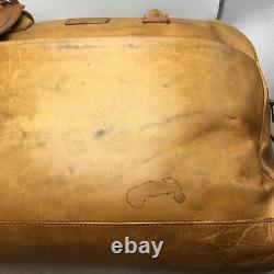 DayTimer Vintage Leather Satchel Bag Travel Tote Overnighter Distressed Tan
