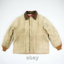 Destroyed Vtg Ribbed Quilt Insulated Jacket Sun Faded Distress Workwear M/L