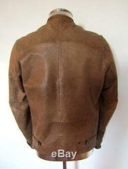 Diesel Black Gold Sheepskin Leather Jacket RRP £895 EU48 Medium Brown Distressed