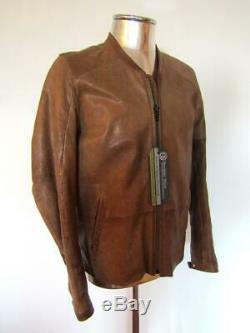 Diesel Black Gold Sheepskin Leather Jacket RRP £895 EU48 Medium Brown Distressed