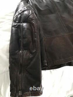 Diesel Distressed Leather Jacket Brown Large