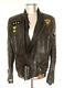 Diesel Lambskin Patches Leather Jacket Rrp £875 Eu50 Large Distressed Brown