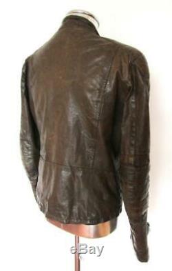 Diesel Lambskin Patches Leather Jacket RRP £875 EU50 Large Distressed Brown