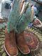 Distressed Brown Blue Hp Horsepower Men's Square Toe Western Boots Hp1074 Sz 14