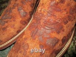 Distressed Brown Blue HP HorsePower Men's Square Toe Western Boots HP1074 Sz 14