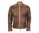 Distressed Brown Cow-hide Leather Jacket