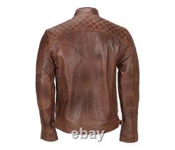 Distressed Brown Cow-hide Leather jacket