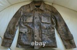 Distressed Brown Lamb Leather Field Jacket Size 40S
