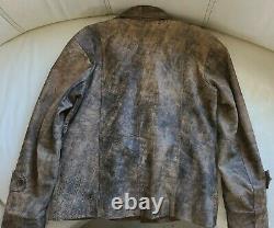 Distressed Brown Lamb Leather Field Jacket Size 40S