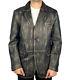 Distressed Brown Real Cowhide Leather Jacket Blazer Coat