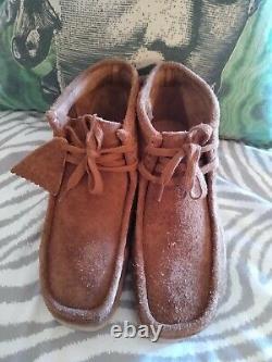 Distressed Brown Suede Clark's Wallabees