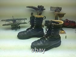 Distressed Browning Style Made In USA Green Leather Engineer Military Boots 9 D
