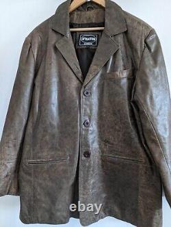 Distressed Leather Mens Jacket Large