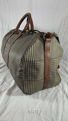 Distressed POLO RALPH LAUREN Houndstooth Boston Brown Leather Trim and Canvas