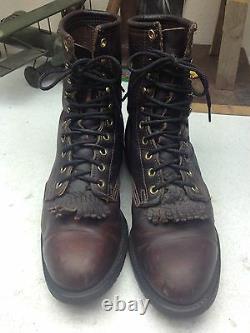Distressed Pdt USA Oxblood Leather Lace Up Western Granny Kiltie Westernboots 9m