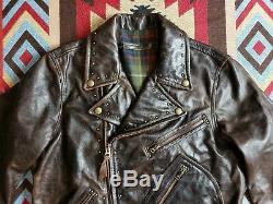 Distressed Studded Leather Motorcycle Jacket RRL
