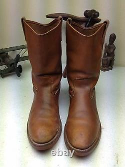 Distressed USA Double H Engineer Work Brown Leather Motorcycle Boot Size 12 D