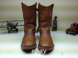 Distressed USA Double H Engineer Work Brown Leather Motorcycle Boot Size 12 D