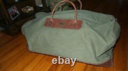 Distressed Vintage GOKEY orvis Duffle Bag Canvas Brown Leather Hunting Travel