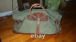 Distressed Vintage GOKEY orvis Duffle Bag Canvas Brown Leather Hunting Travel