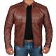 Distressed Wax Biker Brown Cafe Racer Real Leather Motorcycle Stylish Men Jacket
