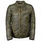 Distressed Wax Mens Cafe Racer Motorcycle Vintage Style Leather Winter Jacket