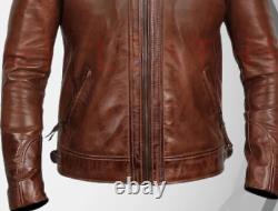 Distressed leather jacket, Brown Handmade Biker Jacket, Men's, Waxed Motorcycle