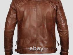 Distressed leather jacket, Brown Handmade Biker Jacket, Men's, Waxed Motorcycle