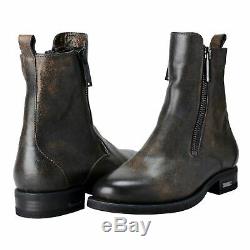 Dsquared2 Men's Distressed Brown Leather Zip Up Chelsea Boots Shoes US 8 IT 41