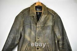 Eddie Bauer Brown 100% Genuine Leather Distressed Bomber Jacket Mens Coat Sz M
