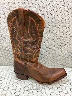 El Dorado Distressed Brown Leather Square Toe Western Boots Mens Size 10 D