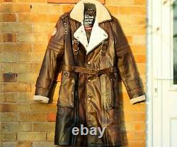 Elder Maxson Fallout Distressed Brown Cowhide Leather Long Coat / XS-5X & Custom