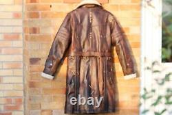 Elder Maxson Fallout Distressed Brown Cowhide Leather Long Coat / XS-5X & Custom